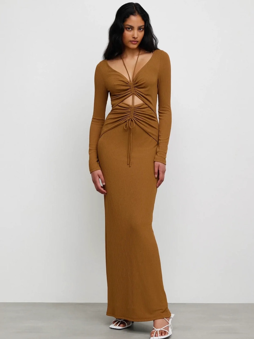 Significant Other Brown Ribbed Marie Dress Size 2 NWOT-minimalist,y2k,longsleeve